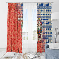 Ecuador Christmas Window Curtain with Santa Riding Llama Traditional Patterns and Rose Design - Wonder Print Shop