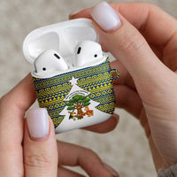 Ecuador Christmas AirPods Case with Ceibo Tree Llama Toucan and Traditional Yellow Blue Pattern Design - Wonder Print Shop