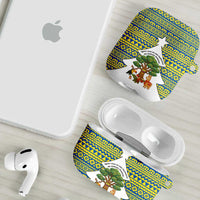 Ecuador Christmas AirPods Case with Ceibo Tree Llama Toucan and Traditional Yellow Blue Pattern Design - Wonder Print Shop