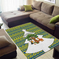 Ecuador Christmas Area Rug with Ceibo Tree Llama Toucan and Traditional Yellow Blue Pattern Design - Wonder Print Shop