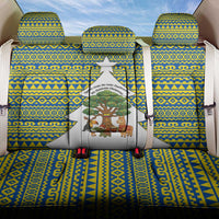 Ecuador Christmas Back Car Seat Cover with Ceibo Tree Llama Toucan and Traditional Yellow Blue Pattern Design - Wonder Print Shop