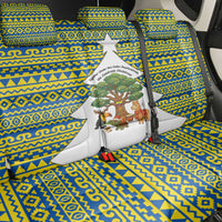 Ecuador Christmas Back Car Seat Cover with Ceibo Tree Llama Toucan and Traditional Yellow Blue Pattern Design - Wonder Print Shop