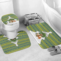 Ecuador Christmas Bathroom Set with Ceibo Tree Llama Toucan and Traditional Yellow Blue Pattern Design - Wonder Print Shop