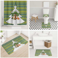 Ecuador Christmas Bathroom Set with Ceibo Tree Llama Toucan and Traditional Yellow Blue Pattern Design - Wonder Print Shop