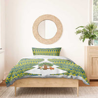 Ecuador Christmas Bedding Set with Ceibo Tree Llama Toucan and Traditional Yellow Blue Pattern Design - Wonder Print Shop