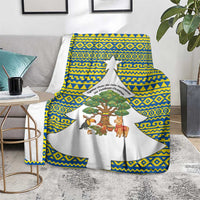 Ecuador Christmas Blanket with Ceibo Tree Llama Toucan and Traditional Yellow Blue Pattern Design - Wonder Print Shop