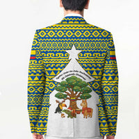 Ecuador Christmas Blazer with Ceibo Tree Llama Toucan and Traditional Yellow Blue Pattern Design - Wonder Print Shop