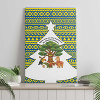 Ecuador Christmas Canvas Wall Art with Ceibo Tree Llama Toucan and Traditional Yellow Blue Pattern Design - Wonder Print Shop