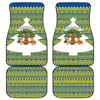 Ecuador Christmas Car Mats with Ceibo Tree Llama Toucan and Traditional Yellow Blue Pattern Design - Wonder Print Shop