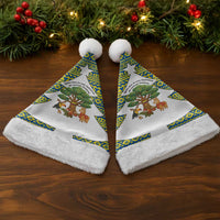 Ecuador Christmas Santa Hat with Ceibo Tree Llama Toucan and Traditional Yellow Blue Pattern Design - Wonder Print Shop
