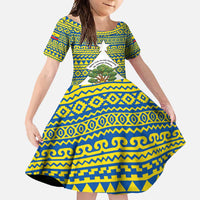 Ecuador Christmas Family Matching Off Shoulder Maxi Dress and Hawaiian Shirt with Ceibo Tree Llama Toucan and Traditional Yellow Blue Pattern Design - Wonder Print Shop