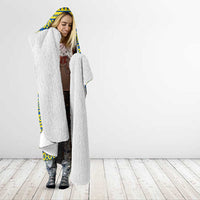 Ecuador Christmas Hooded Blanket with Ceibo Tree Llama Toucan and Traditional Yellow Blue Pattern Design - Wonder Print Shop