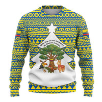 Ecuador Christmas Ugly Christmas Sweater with Ceibo Tree Llama Toucan and Traditional Yellow Blue Pattern Design - Wonder Print Shop