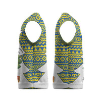 Ecuador Christmas Knitted V-Neck Vest with Ceibo Tree Llama Toucan and Traditional Yellow Blue Pattern Design - Wonder Print Shop