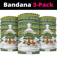 Ecuador Christmas Neck Gaiter with Ceibo Tree Llama Toucan and Traditional Yellow Blue Pattern Design - Wonder Print Shop