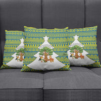 Ecuador Christmas Pillow Cover with Ceibo Tree Llama Toucan and Traditional Yellow Blue Pattern Design - Wonder Print Shop