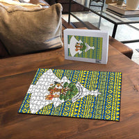 Ecuador Christmas Puzzle with Ceibo Tree Llama Toucan and Traditional Yellow Blue Pattern Design - Wonder Print Shop