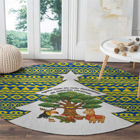 Ecuador Christmas Round Carpet with Ceibo Tree Llama Toucan and Traditional Yellow Blue Pattern Design - Wonder Print Shop