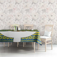 Ecuador Christmas Tablecloth with Ceibo Tree Llama Toucan and Traditional Yellow Blue Pattern Design - Wonder Print Shop
