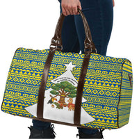 Ecuador Christmas Travel Bag with Ceibo Tree Llama Toucan and Traditional Yellow Blue Pattern Design - Wonder Print Shop