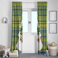 Ecuador Christmas Window Curtain with Ceibo Tree Llama Toucan and Traditional Yellow Blue Pattern Design - Wonder Print Shop
