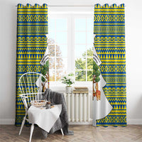 Ecuador Christmas Window Curtain with Ceibo Tree Llama Toucan and Traditional Yellow Blue Pattern Design - Wonder Print Shop
