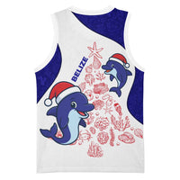 Belize Christmas Basketball Jersey with Santa Dolphins Coral Reef and Ocean Holiday Theme - Wonder Print Shop
