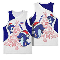 Belize Christmas Basketball Jersey with Santa Dolphins Coral Reef and Ocean Holiday Theme - Wonder Print Shop