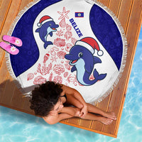Belize Christmas Beach Blanket with Santa Dolphins Coral Reef and Ocean Holiday Theme - Wonder Print Shop