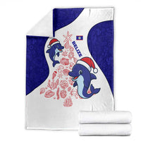 Belize Christmas Blanket with Santa Dolphins Coral Reef and Ocean Holiday Theme - Wonder Print Shop