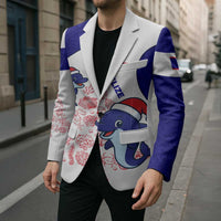 Belize Christmas Blazer with Santa Dolphins Coral Reef and Ocean Holiday Theme - Wonder Print Shop