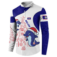 Belize Christmas Button Sweatshirt with Santa Dolphins Coral Reef and Ocean Holiday Theme - Wonder Print Shop