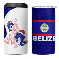 Belize Christmas 4 in 1 Can Cooler Tumbler with Santa Dolphins Coral Reef and Ocean Holiday Theme - Wonder Print Shop