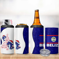 Belize Christmas 4 in 1 Can Cooler Tumbler with Santa Dolphins Coral Reef and Ocean Holiday Theme - Wonder Print Shop