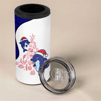 Belize Christmas 4 in 1 Can Cooler Tumbler with Santa Dolphins Coral Reef and Ocean Holiday Theme - Wonder Print Shop