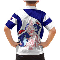 Belize Christmas Family Matching Mermaid Dress and Hawaiian Shirt with Santa Dolphins Coral Reef and Ocean Holiday Theme - Wonder Print Shop