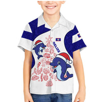 Belize Christmas Family Matching Mermaid Dress and Hawaiian Shirt with Santa Dolphins Coral Reef and Ocean Holiday Theme - Wonder Print Shop