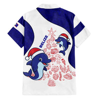 Belize Christmas Family Matching Off The Shoulder Long Sleeve Dress and Hawaiian Shirt with Santa Dolphins Coral Reef and Ocean Holiday Theme - Wonder Print Shop