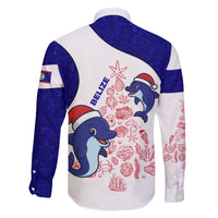 Belize Christmas Family Matching Off The Shoulder Long Sleeve Dress and Hawaiian Shirt with Santa Dolphins Coral Reef and Ocean Holiday Theme - Wonder Print Shop