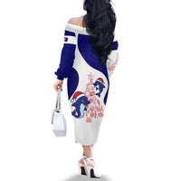 Belize Christmas Family Matching Off The Shoulder Long Sleeve Dress and Hawaiian Shirt with Santa Dolphins Coral Reef and Ocean Holiday Theme - Wonder Print Shop