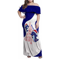 Belize Christmas Family Matching Off Shoulder Maxi Dress and Hawaiian Shirt with Santa Dolphins Coral Reef and Ocean Holiday Theme - Wonder Print Shop