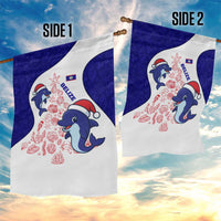Belize Christmas Garden Flag with Santa Dolphins Coral Reef and Ocean Holiday Theme - Wonder Print Shop