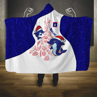 Belize Christmas Hooded Blanket with Santa Dolphins Coral Reef and Ocean Holiday Theme - Wonder Print Shop