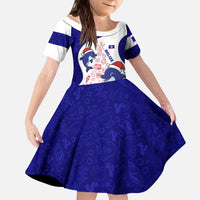 Belize Christmas Kid Short Sleeve Dress with Santa Dolphins Coral Reef and Ocean Holiday Theme - Wonder Print Shop