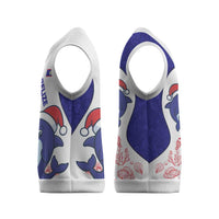 Belize Christmas Knitted V-Neck Vest with Santa Dolphins Coral Reef and Ocean Holiday Theme - Wonder Print Shop