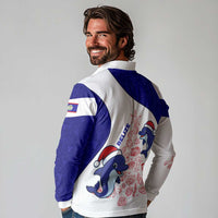 Belize Christmas Long Sleeve Polo Shirt with Santa Dolphins Coral Reef and Ocean Holiday Theme - Wonder Print Shop