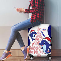 Belize Christmas Luggage Cover with Santa Dolphins Coral Reef and Ocean Holiday Theme - Wonder Print Shop