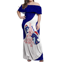 Belize Christmas Off Shoulder Maxi Dress with Santa Dolphins Coral Reef and Ocean Holiday Theme - Wonder Print Shop