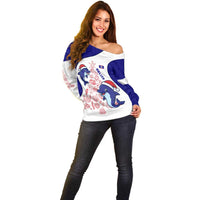 Belize Christmas Off Shoulder Sweater with Santa Dolphins Coral Reef and Ocean Holiday Theme - Wonder Print Shop