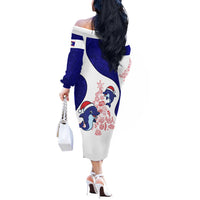 Belize Christmas Off The Shoulder Long Sleeve Dress with Santa Dolphins Coral Reef and Ocean Holiday Theme - Wonder Print Shop